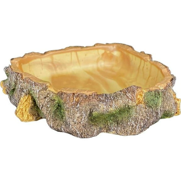 Komodo Reptile 93330 11 in. Polyresin Wood Corner Bowl, Brown - Large