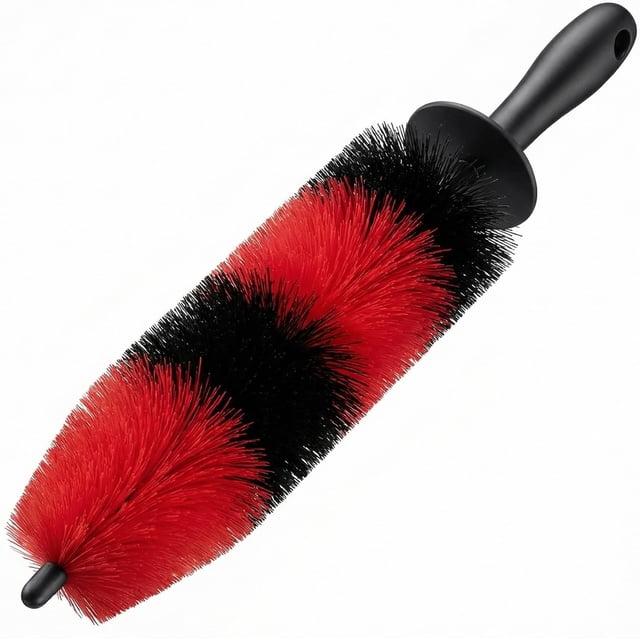 Cepillo para ruedas TAKAVU Master Easy Reach, cerdas largas, rojo