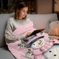 thumbnail image 5 of Christmas Snowman Flannel Blanket for Bed,Travel and Camping, Pink Christmas Branch Snowflakes Winter Super Soft Cozy Blanket for All Seasons 30"x40", 5 of 9