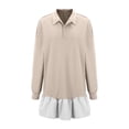 thumbnail image 4 of DPTALR Women's Fashionable Long Sleeved Button Up Collared Sweatshirt Dress, 4 of 5