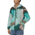 thumbnail image 3 of Zufioo Turquoise Beach Kayaking Print Men's Hooded Cardigan, Zip-up Long-Sleeved Sweatshirt Jacket Sportswear-3X-Large, 3 of 5