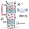 thumbnail image 3 of 40oz Cute Watermelon Pattern Stainless Steel Flip Straw Tumbler Spill Proof Travel Cup Double Wall Vacuum Insulated Coffee Mug with Top Handle, 3 of 6