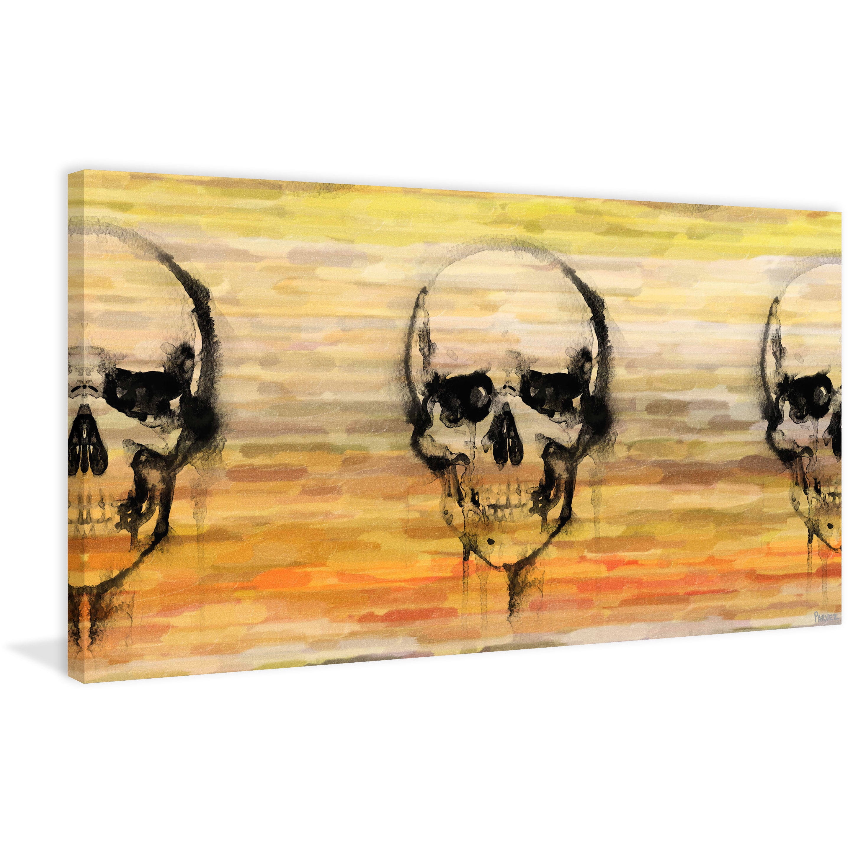 "Yellow Skull" Painting Print on Wrapped Canvas