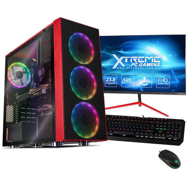 Xtreme PC Gaming AMD Radeon RX 6600 Ryzen 5 5600 16GB SSD 500GB Monitor 23.8 165Hz WIFI Red Xtreme PC Gaming XTPCR516GB6600MR