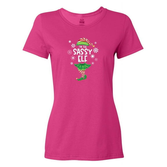 Inktastic Funny Christmas I'm the Sassy Elf with Shoes and Hat Women's T-Shirt