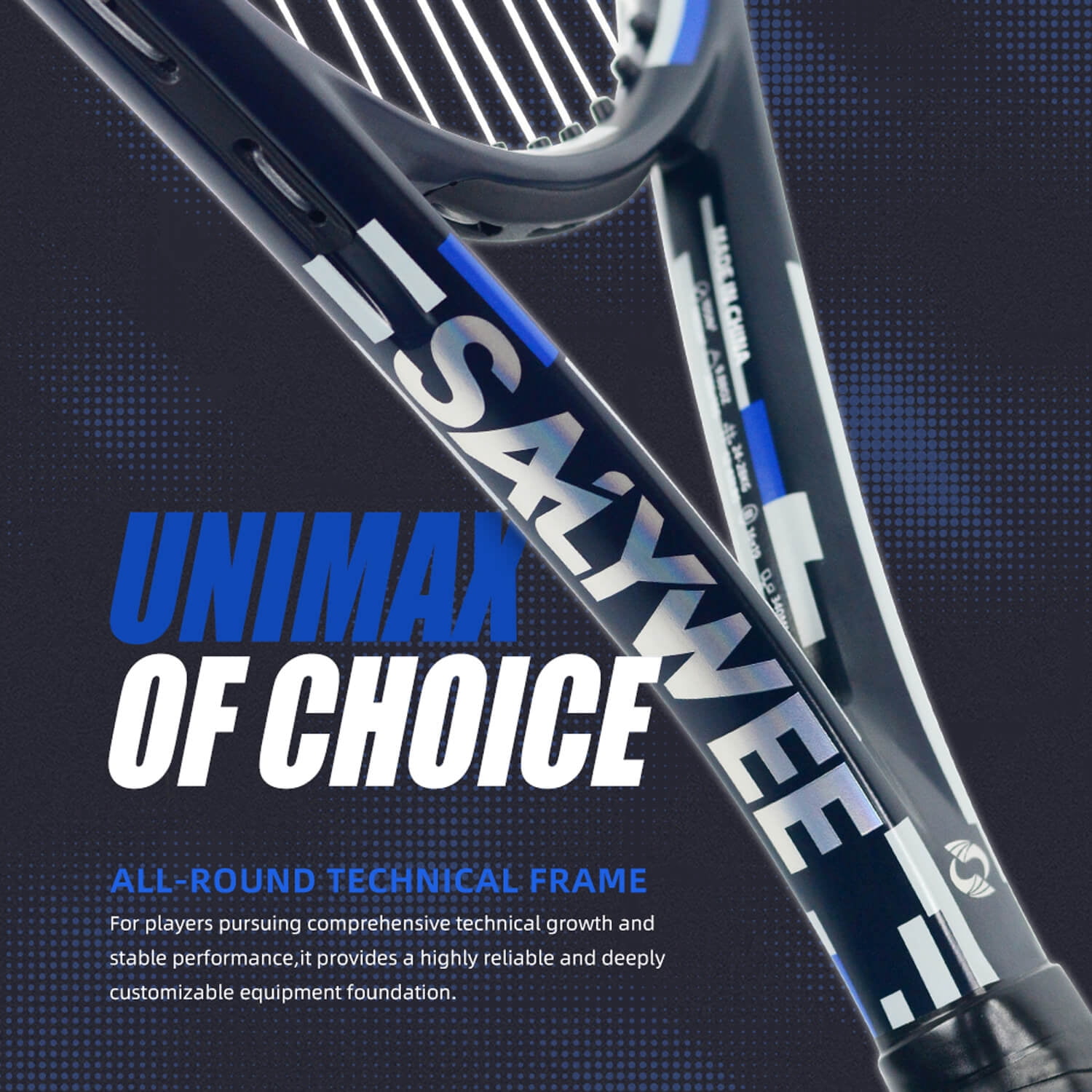 SALYWEE UNI360 Power Tennis Racquet, T800 Full Carbon Fiber Adult Recreational Tennis Racket, Lightweight 280g Unstrung, 105 sq.in., 16x19 String Pattern, Professional One-Piece Molding, Men & Women