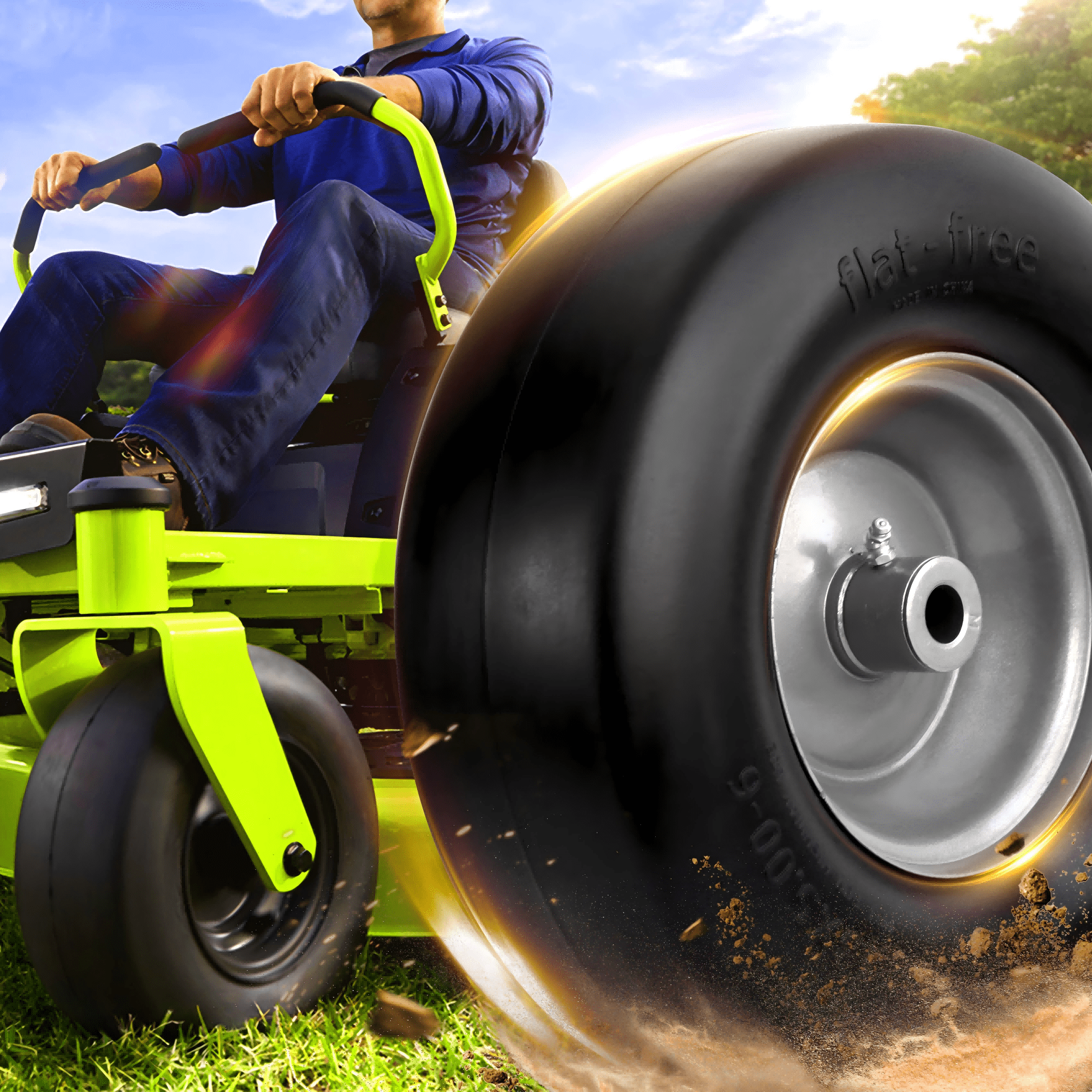 Hi-Run Smooth 13X5.00-6 Flat Free Zero-Turn Lawn Mower Tire & Wheel Assembly 3/4 Bushing