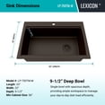 thumbnail image 3 of 33" x 22" Workstation Kitchen Sink, Quartz Kitchen Sink, Single Bowl Sink, Drop-in Sink, Granite Kitchen Sink, Metallic Black Kitchen Sink, with Accessories by Lexicon Platinum LP-750TM-M, 3 of 7