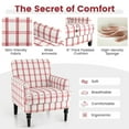 thumbnail image 4 of Giantex Mid-Century Modern Accent Chair, Upholstered Nailed Sofa, Comfy Soft Padded Accent Arm Chairs for Home(Red Checkerboard,2), 4 of 6