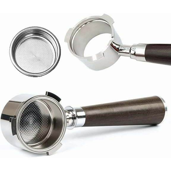 Davonpha 51mm Bottomless Portafilter 3 Ears, Davonpha Professional Espresso Portafilter 51mm compatible with De-longhi EC680, EC685 & EC885 Espresso Machine, Stainless Steel Basket and Walnut Handle