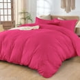 thumbnail image 2 of 800 Thread Count 5-PCs Duvet Set Soft & Cozy 100% Egyptian Cotton | Zipper Closure & Corner Ties | ( 1 Duvet Cover & 4 Pillow Shams ) ( Full/Queen, Solid Hot Pink ), 2 of 5