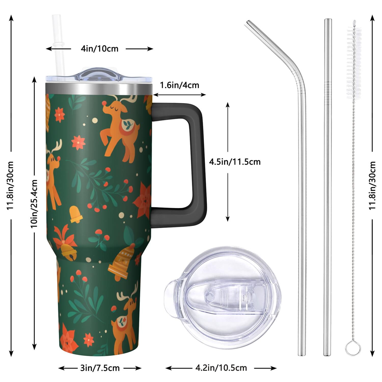 1pc 40 oz Christmas Tumbler with Lid and Straw Stainless steel Insulated tumblers Cute water bottle Travel/Gym coffee tumbler Gifts for Women/men