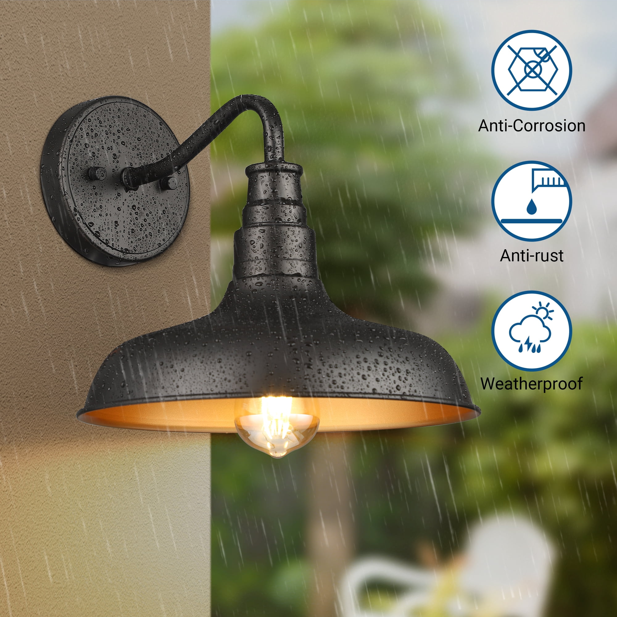 DEWENWILS 2 Pack Outdoor/Indoor Wall Light ,bedside lamp, Industrial Goose Neck Barn Light, Farmhouse Outdoor Wall Lantern Sconce, Porch Light for House Front door Entryway Garage, ETL Listed