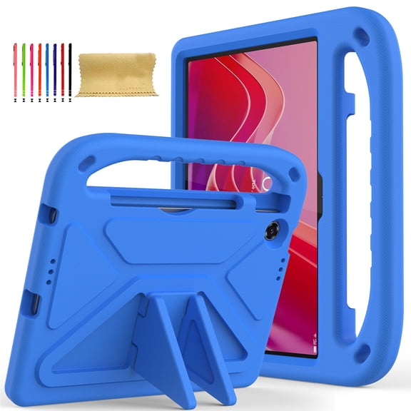 Kids Case for Lenovo Tab K10 2nd 10.1" TB-311FU 2025, Heavy Duty Shockproof Silicone Kids Friendly Kickstand Cover with Handle Grip & Stylus Holder for Lenovo Tab K10 2nd 10.1" TB-311FU 2025, Blue