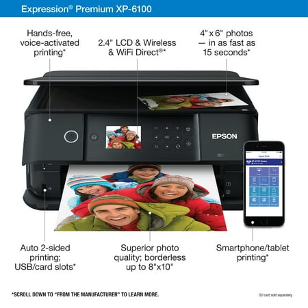 Epson - Expression Premium XP-6100 Wireless All-In-One Inkjet Printer - Black
