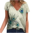 thumbnail image 1 of Camisetas con estampado floral con cuello en V para mujer Blusas femeninas cómodas a la moda Tops OAVQHLG3B Store  lin121212, 1 of 4