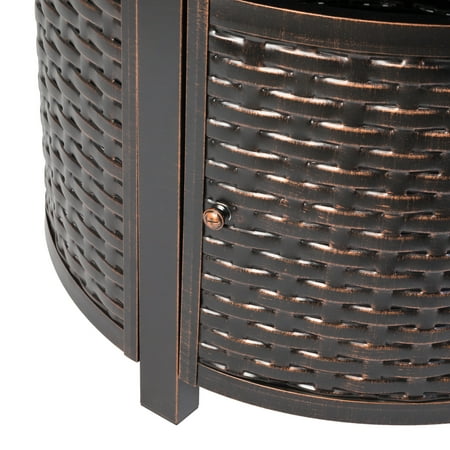 Fire Sense - Florence Woven Round Aluminum LPG Fire Pit - Antique Bronze