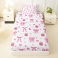 thumbnail image 3 of Manfei Teens Cartoon Bowknot Love Heart Print Twin Sheet Sets 3pcs,Girls Spring Garden Flowers Daisy Bedding,Breathable Home Decor, 3 of 5
