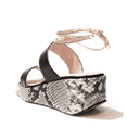 thumbnail image 5 of Cecelia New York BALEVES Leather Wedge Heeled Platform Sandals Black Snake gold, 5 of 5