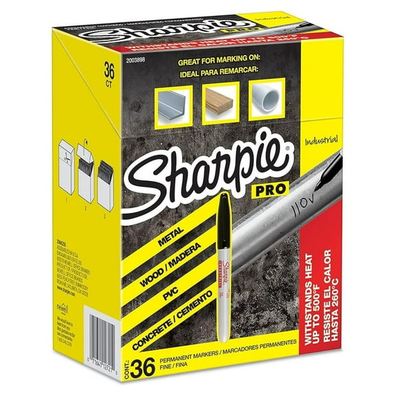 Industrial Permanent Markers, Fine Tip, Black, 36 Count