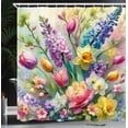 thumbnail image 3 of Ambesonne Spring Shower Curtain, Dream Scene Flowers Lavender, 69"Wx75"L, Pale Lilac Fern Green, 3 of 4
