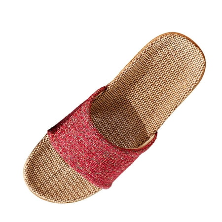 

Sukalun Flax Tatami Slippers No Slip Indoor Slippers | Open Toe Women s Slippers Flax House Shoes | Fashion Summer Skidproof Indoor Slippers