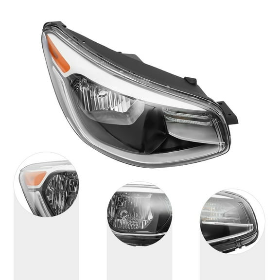 For 2014 2015 2016 2017 2018 2019 Kia Soul Headlights Passenger Side Headlight Right Side Headlamp Chrome Housing with Clear Lens Headlight OE Replacement Halogen Headlight