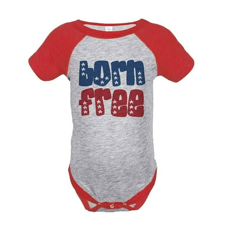 

Custom Party Shop Born Free 4th of July Raglan OnepieceRed