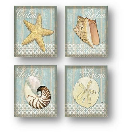 Coastal Wall Art coastal sea shell canvas wall art, 6.5" x 8.5", 4-pack - walmart Coastal Wall Art coastal sea shell canvas wall art, 6.5" x 8.5", 4-pack - walmart