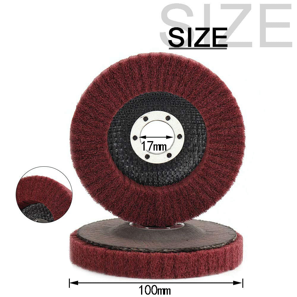 RETYLY 5Pcs 4 Inch Nylon Fiber Flap Disc Polishing Grinding Wheel,Scouring Pad Buffing Wheel for Angle Grinder