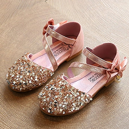 

Alrise Infant Kids Girls Pearl Crystal Bling Bowknot Single Princess Shoes Sandals Pink 21