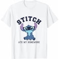 thumbnail image 1 of Disney Lilo & Stitch Famous Eyeglass Ate My Homework White T-Shirt All size S-3XL, 1 of 4