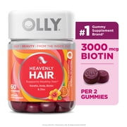 OLLY Heavenly Hair Gummy Supplement, Keratin, Biotin, Amla & Zinc, Tropical Citrus Flavored, 60 Count