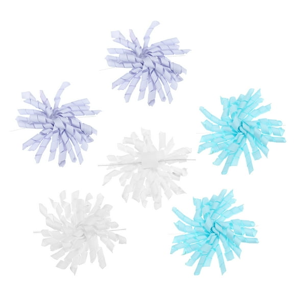Uxcell 4" Curly Bows for Gift Wrapping, 6Pcs Self Adhesive Twist Tie Ribbon Bow for Treat Bag Gift Box Bag, White Blue Purple