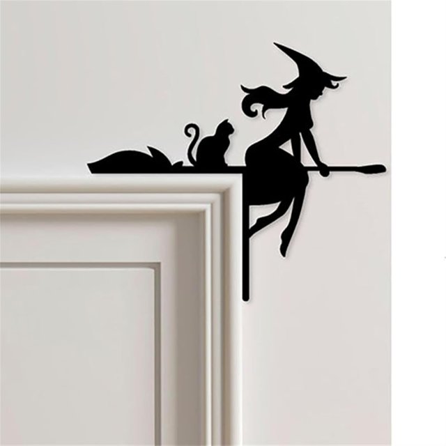 Adorno de metal para puerta de Halloween, decoración de letrero de esquina de puerta de Halloween, decoraciones de puerta de Halloween, letrero de puerta de Halloween, decoración de letrero de esquina