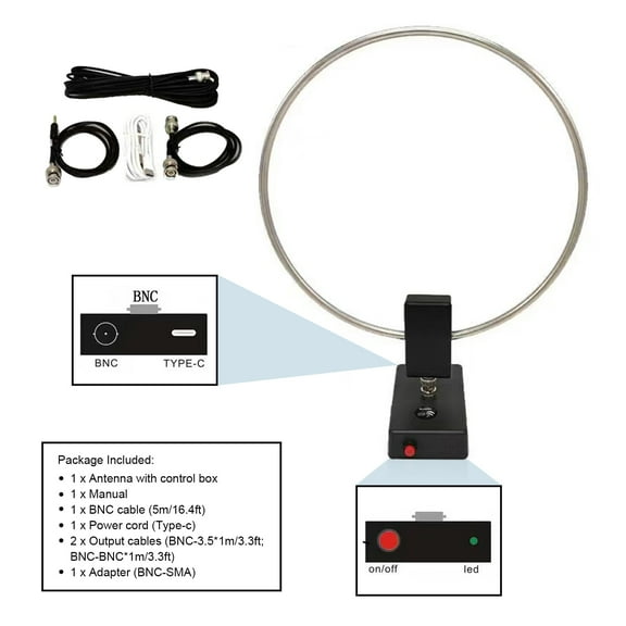 GA-800 Active Loop Antenna Shortwave Antenna 10KHz-159MHz HF Antenna for Radios