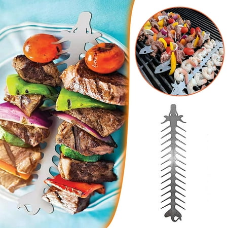 

Fjofpr Family BBQ Dinner Fish Type Stainless Steel Reusable BBQ Skewers Toolfor Kitchen Decor