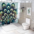 thumbnail image 7 of GOSMITH Abstract Peacock Bright Color Peacock Feather Shower Curtain Multiple Sizes White, 7 of 7