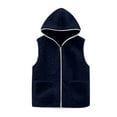thumbnail image 4 of Inleife Fleece Zipper Vests for Women Pocket Coat Short Jacket Winter Sleeveless Solid Hooded Outerwear, 4 of 6