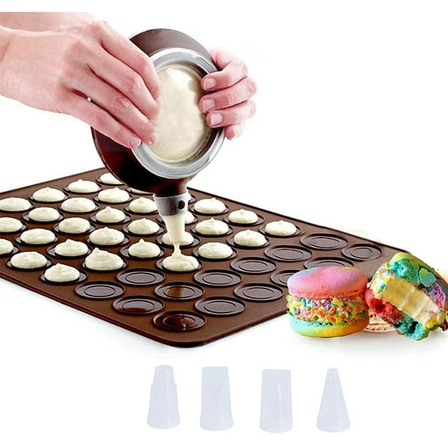 Esterillas de silicona para hornear macarrones con capacidad para 48 unidades, molde antiadherente para hornear macarrones, kit para hornear macarrones, apto para alimentos, con 1 bolígrafo para