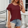 thumbnail image 6 of Diufon Summer Tops for Women Crew Neck Ruffle Short Sleeve Shirts Casual Loose Tunic Clothes, 6 of 7