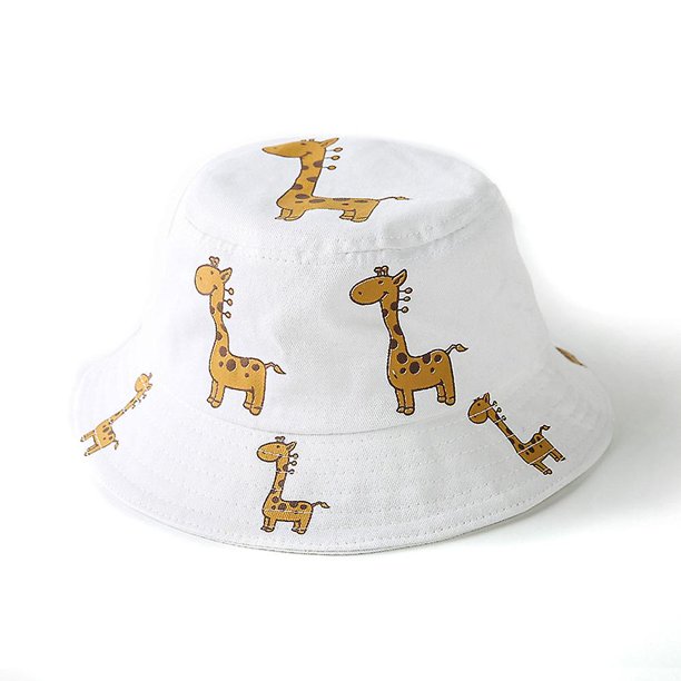 50-54 cm Circunferencia de la Cabeza Sombreros para Hombres y Mujeres, Sombreros para el Sol con patrón de cervatillo, ala Grande, Sombreros de Pescador con protección Solar para niños,Black