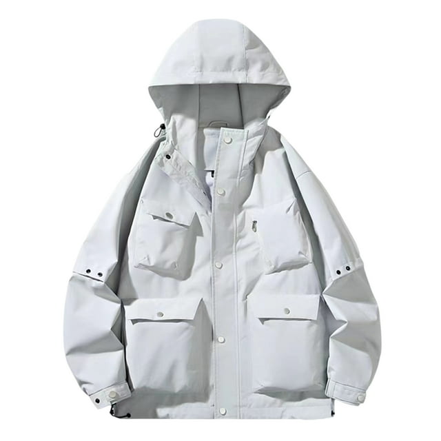 KIHOUT Men's Tactical Jacket Multi Pockets Performance Fleece Lined Water Resistant Soft Shell Unisex Hood Coats