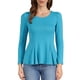 thumbnail image 1 of INSPIRAR CHIC Camisetas de Mujer de Manga Larga con Cuello Redondo Camisas Peplum Casual S Azul Lago, 1 of 6