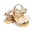 thumbnail image 3 of Penkiiy Infant Baby Girls Summer Sandals Newborn Toddler First Walker Crib Dress Shoes Gold for 0-6 Months, 3 of 3