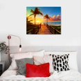 thumbnail image 4 of JRXY Tropical Beach Painting Decor, Palm Tree Sunset Picture Canvas Wall Art, Ocean Canvas Prints for Bedroom, Ready to Hang, Waterproof. 20x16in, 4 of 4
