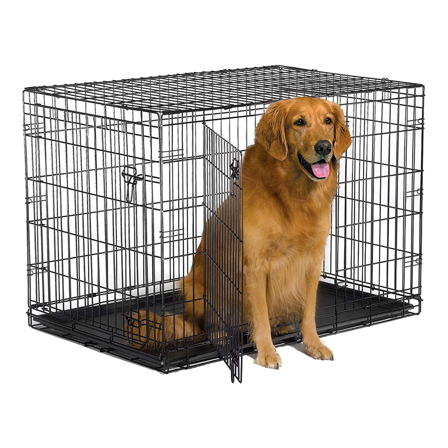 GODOHOME 42'' Collapsible Dog Crate Wire Pet Dog Crate with Double Doors