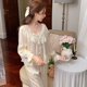 thumbnail image 4 of Pijama de seda de hielo estilo mujer pantalones de manga larga traje estilo princesa dulce pijama de primavera y otoño ropa de casa, 4 of 6