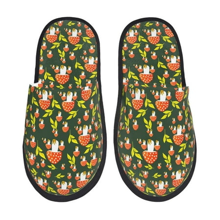 Balery Mushroom Leaf Slient Indoor Furry Fleece Comfort House Shoes Soft Non-Slip Home Shoes Cotton slippers House Slippers-- Medium