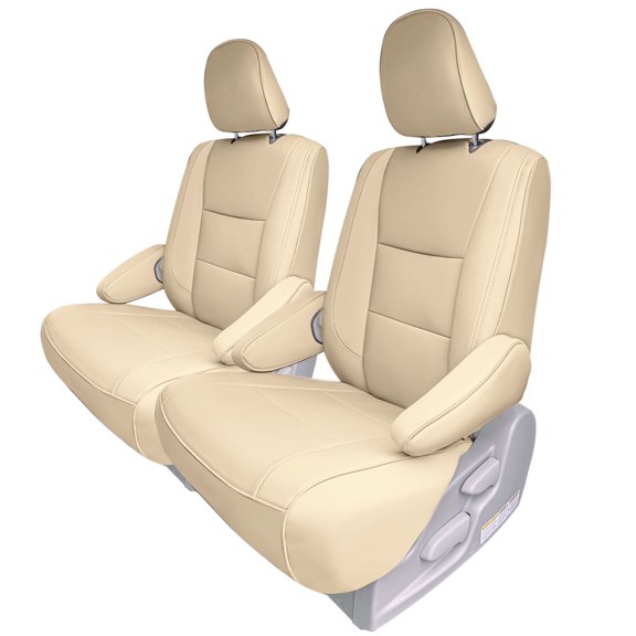 For 2011-2020 Toyota Sienna 7 Passenger FH Group Custom Fit Faux Leather Car Seat Covers - 2nd Row Solid Beige